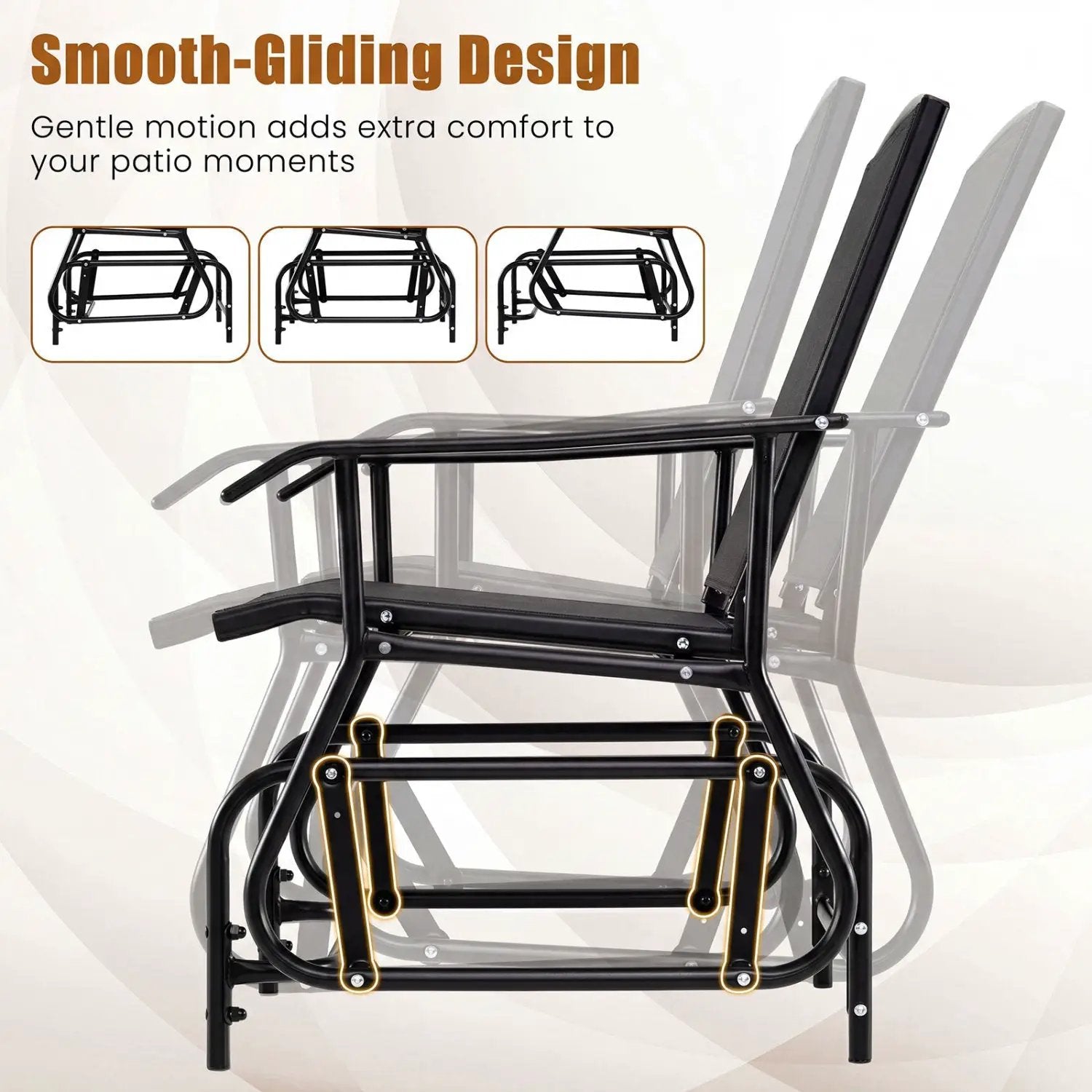 Outdoor Glider Chair with Metal Frame and Armrests by DirectDeals