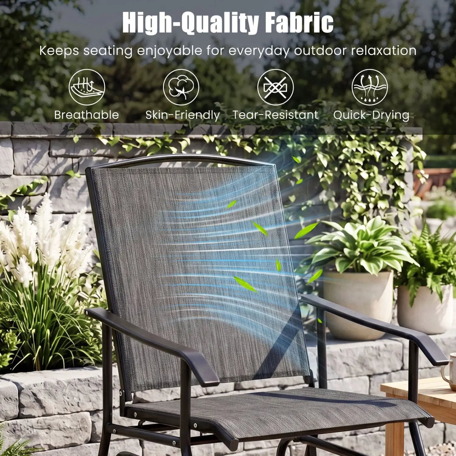 Outdoor Glider Chair with Metal Frame and Armrests by DirectDeals