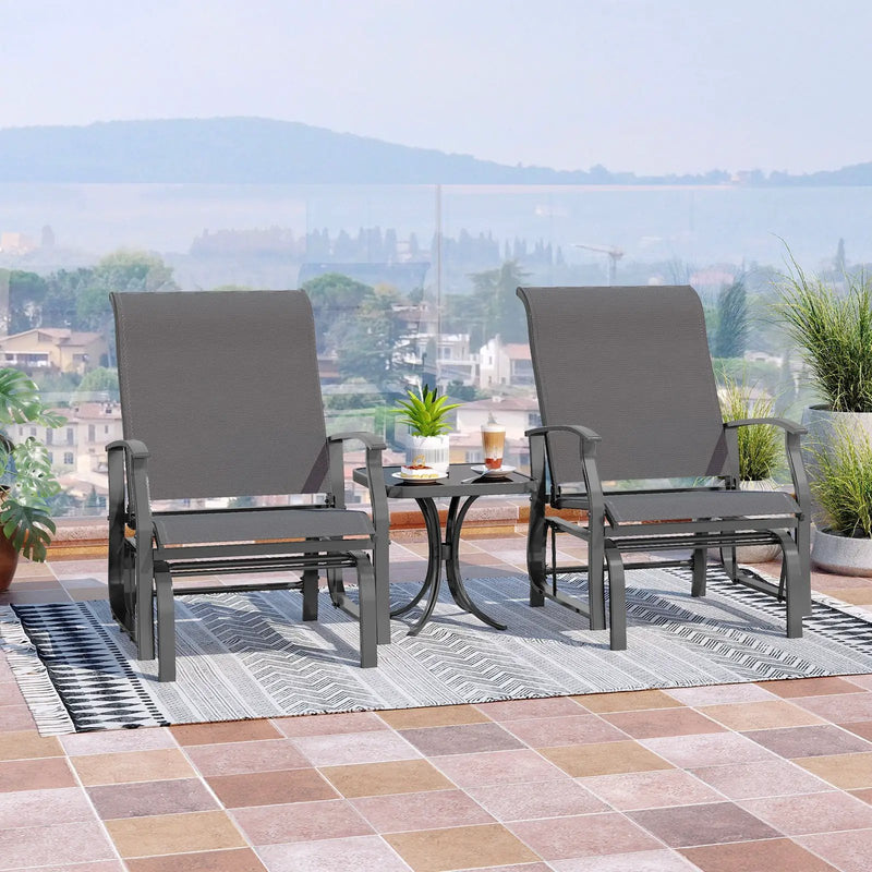 Outdoor Glider Chairs Set of 2 with Ergonomic Backrest and Seat by DirectDeals