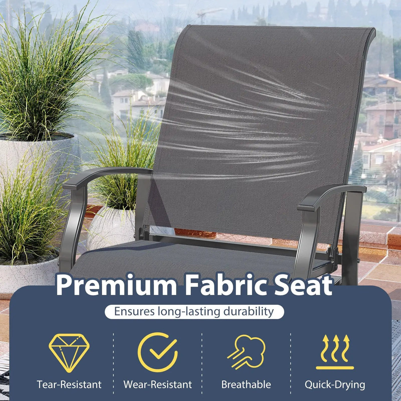 Outdoor Glider Chairs Set of 2 with Ergonomic Backrest and Seat by DirectDeals