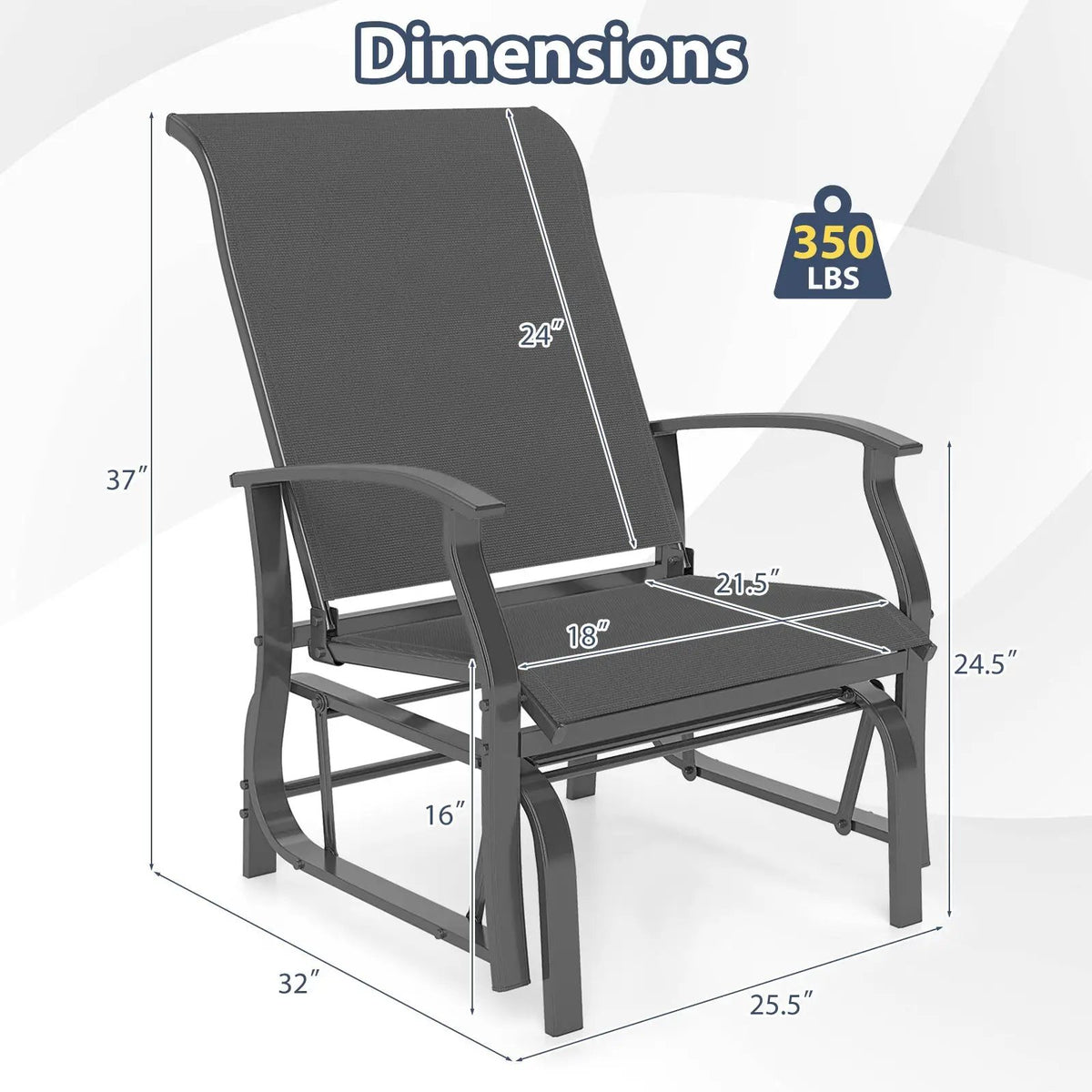 Outdoor Glider Chairs Set of 2 with Ergonomic Backrest and Seat by DirectDeals