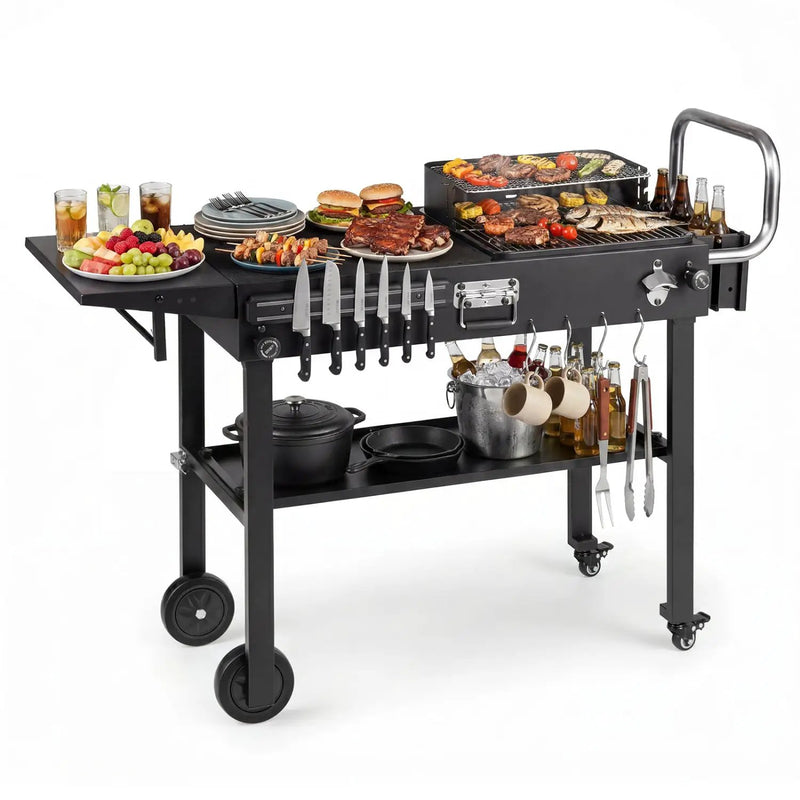 Foldable Grill Cart with 31" Tabletop & Storage Shelf by DirectDeals