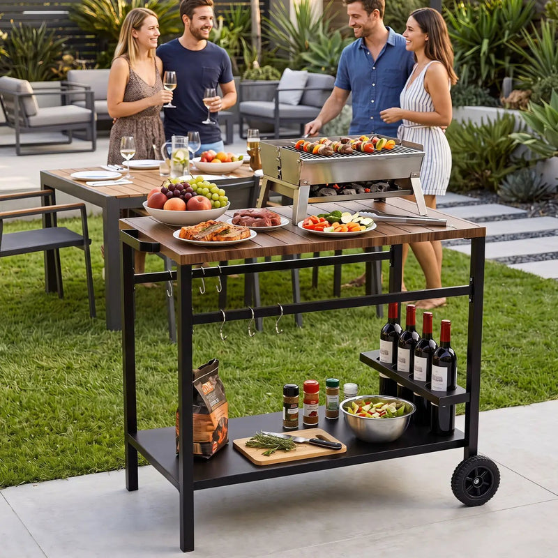 Outdoor Grill Cart with Stainless Steel Top and Storage by DirectDeals