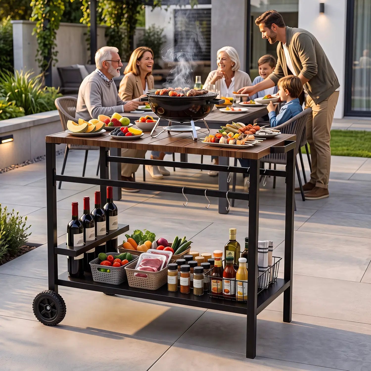 Outdoor Grill Cart with Stainless Steel Top and Storage by DirectDeals