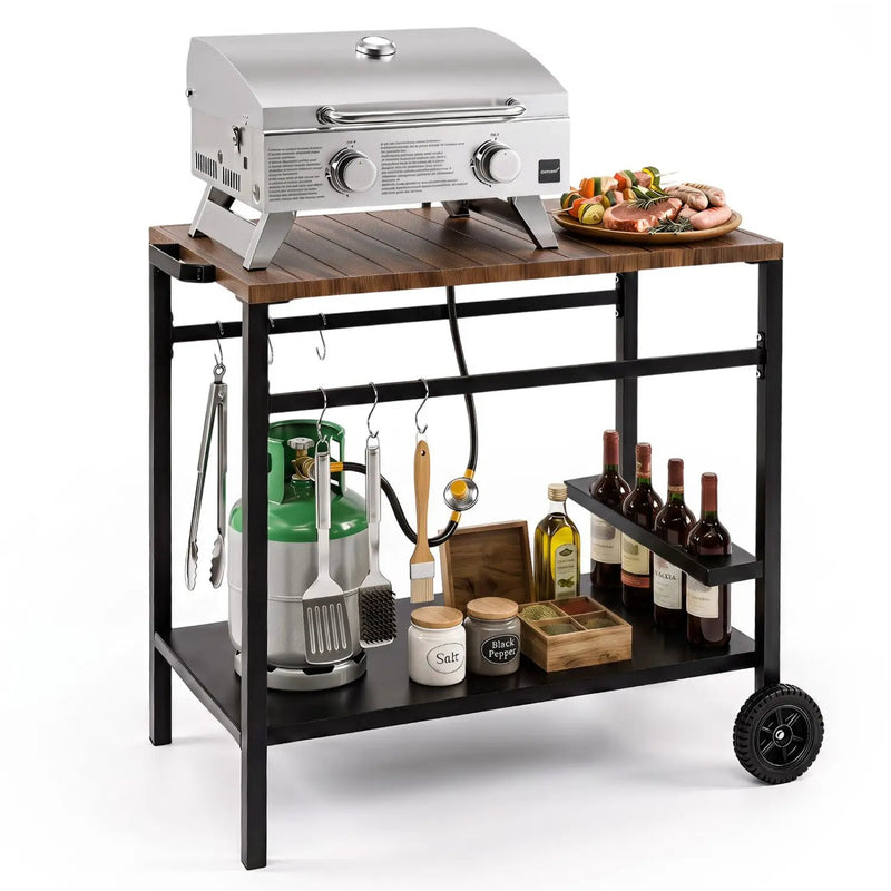 Outdoor Grill Cart with Stainless Steel Top and Storage by DirectDeals