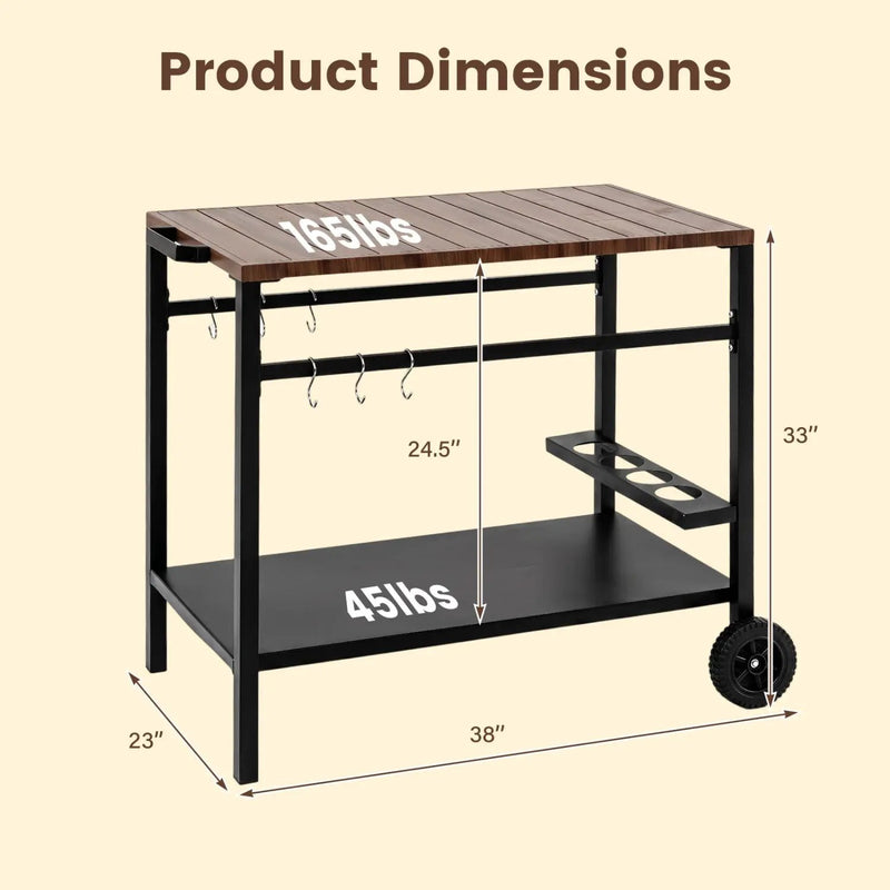 Outdoor Grill Cart with Stainless Steel Top and Storage by DirectDeals