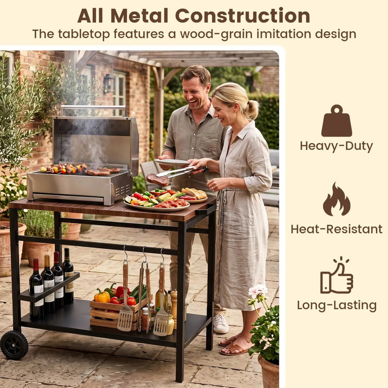 Outdoor Grill Cart with Stainless Steel Top and Storage by DirectDeals
