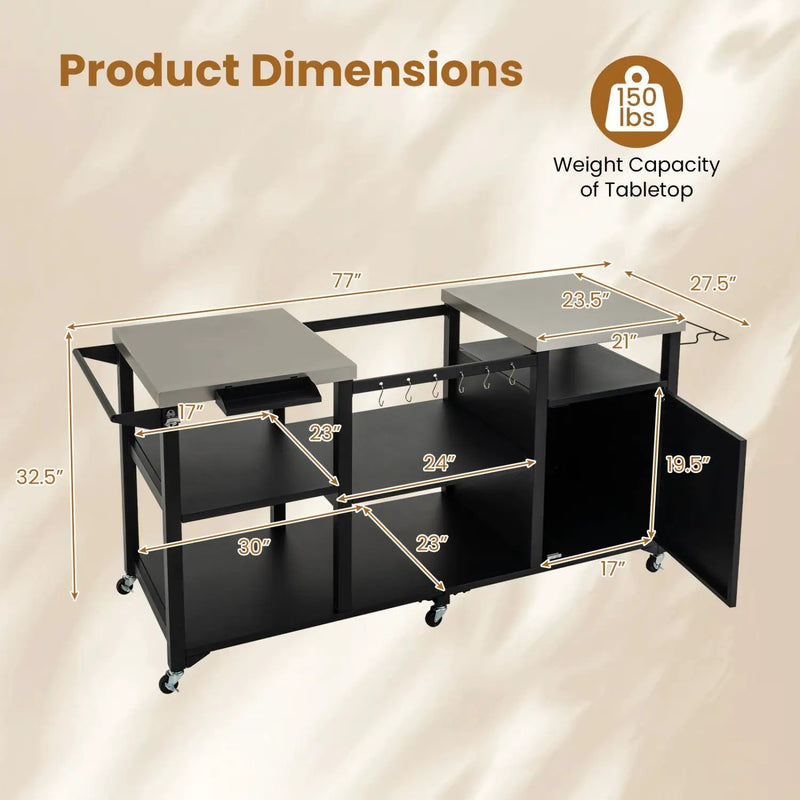 Outdoor Grill Cart with Stainless Steel Tabletop & Cabinet by DirectDeals