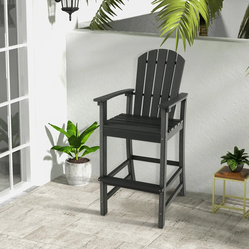 30 Inches Counter Height Outdoor HDPE Bar Stool with Armrests and Footrest by DirectDeals