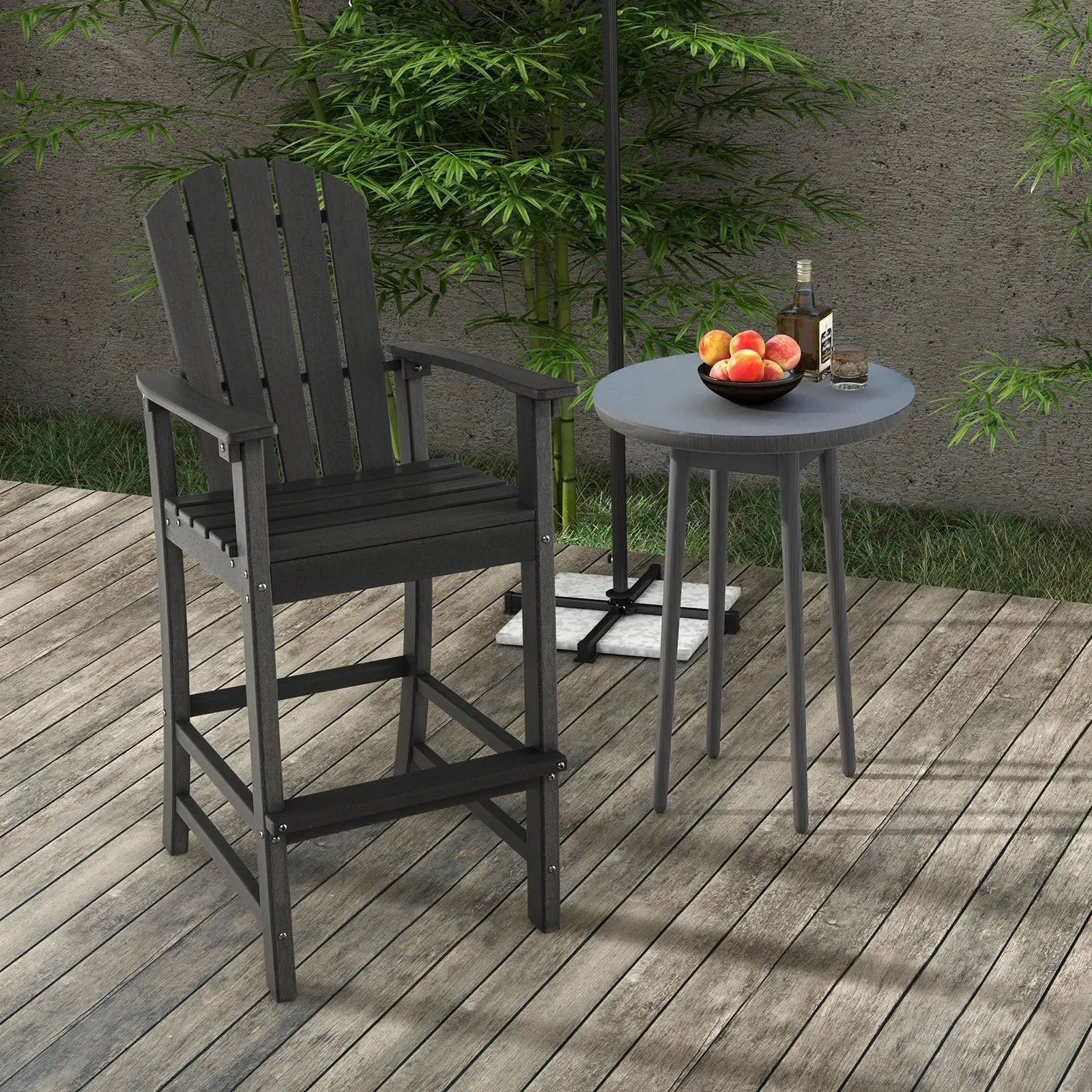 30 Inches Counter Height Outdoor HDPE Bar Stool with Armrests and Footrest by DirectDeals