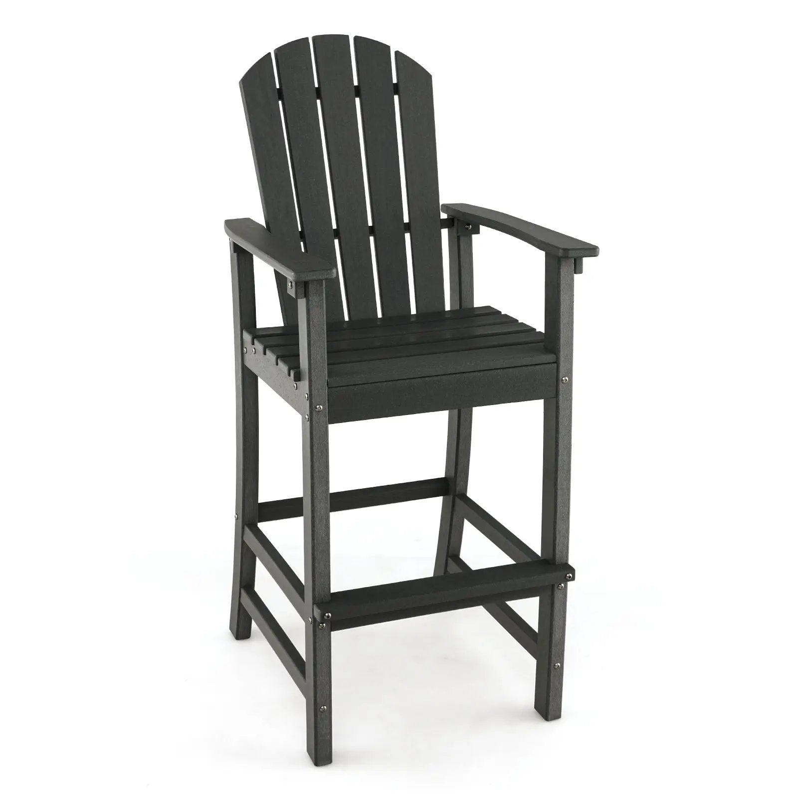 30 Inches Counter Height Outdoor HDPE Bar Stool with Armrests and Footrest by DirectDeals