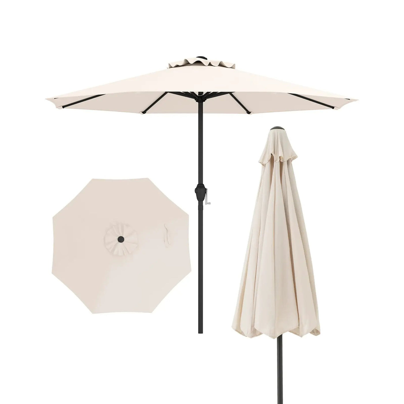 Outdoor Heavy Duty Market Umbrella with Crank Handle and 8 Sturdy Ribs by DirectDeals