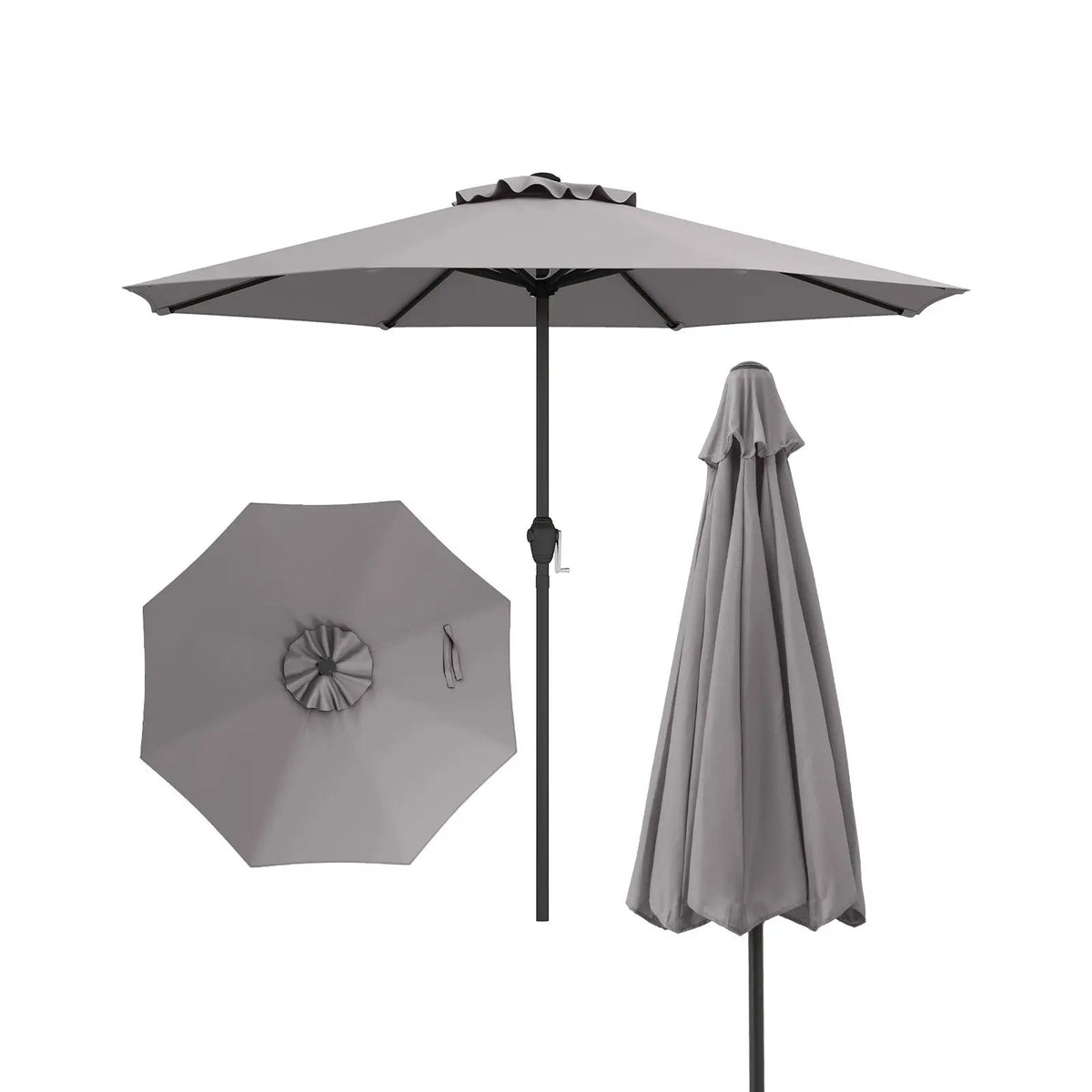 Outdoor Heavy Duty Market Umbrella with Crank Handle and 8 Sturdy Ribs by DirectDeals