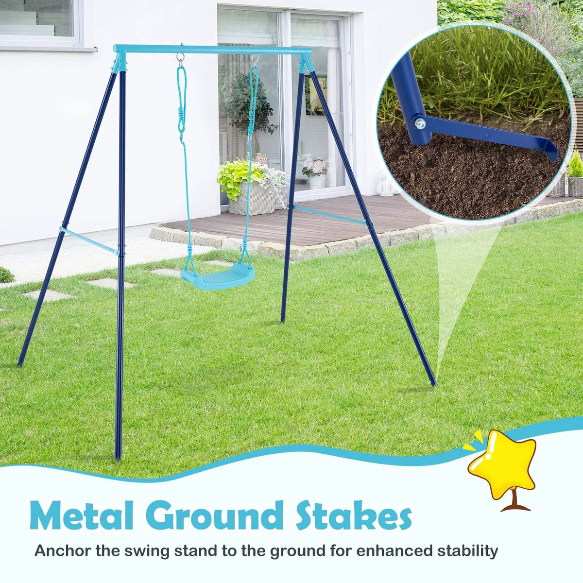 Outdoor Heavy Duty Metal Toddler Swing Set with Stand by DirectDeals