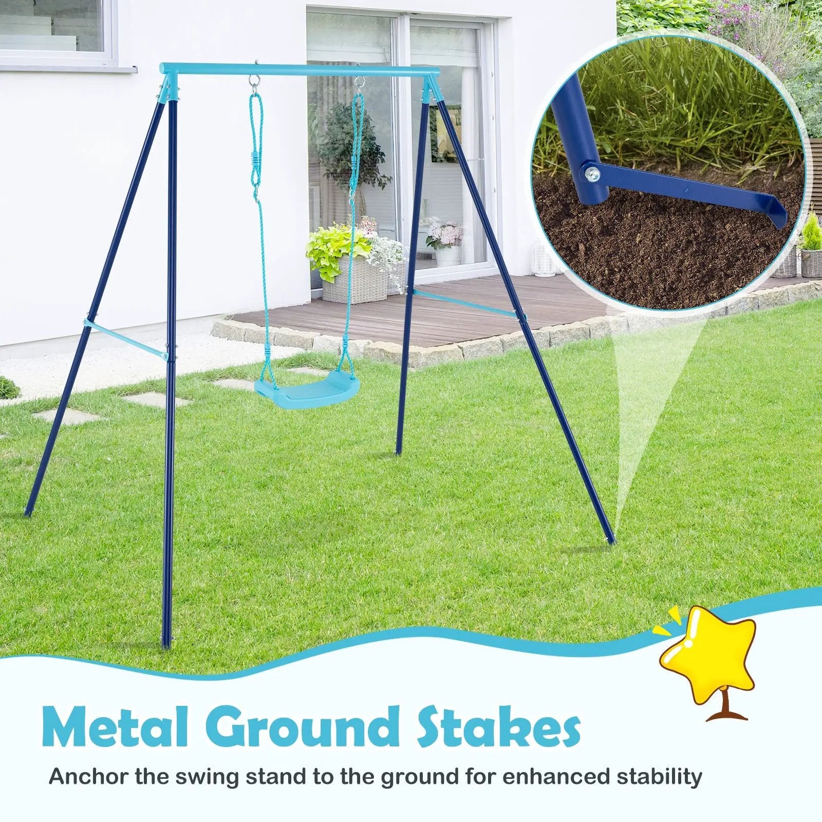 Outdoor Heavy Duty Metal Toddler Swing Set with Stand by DirectDeals