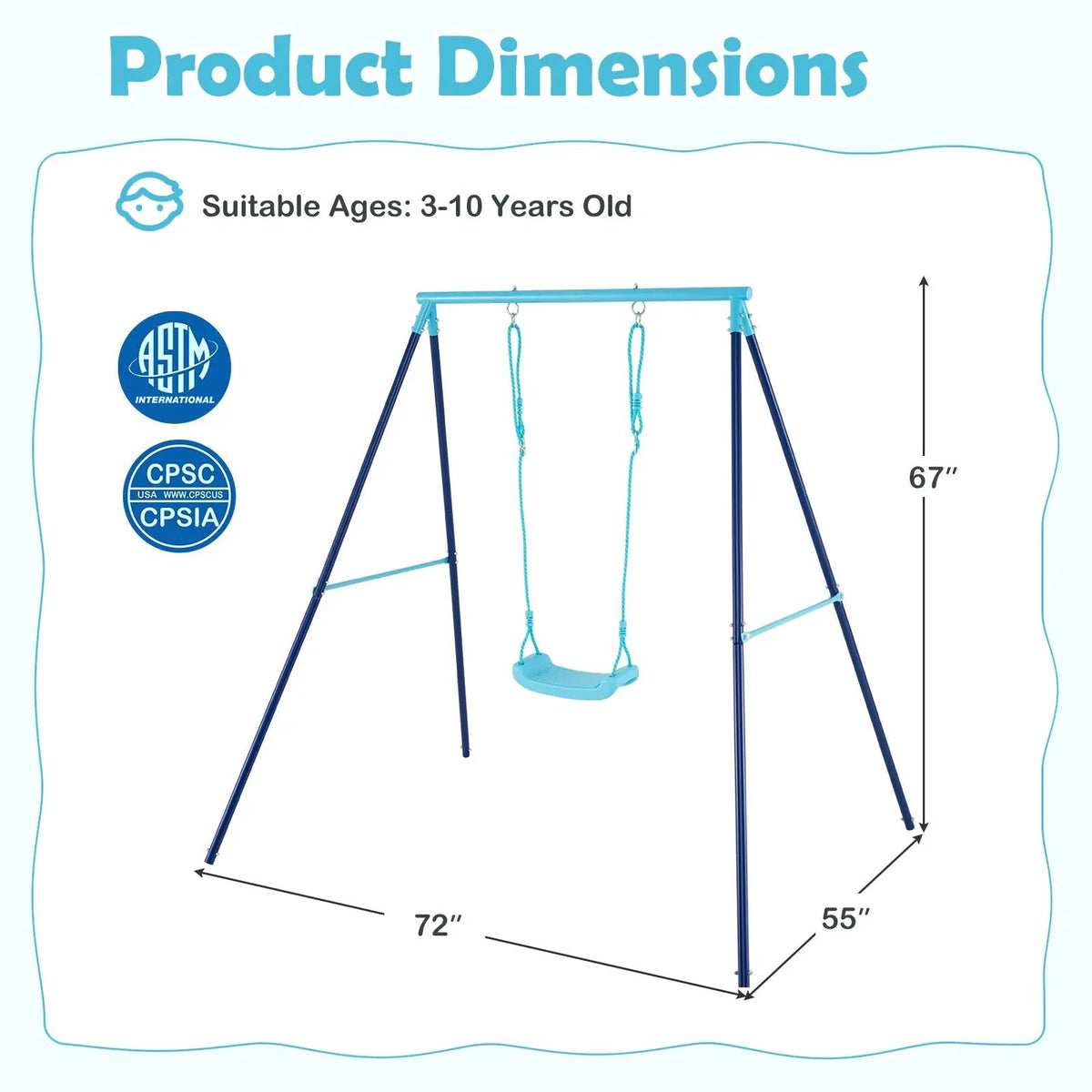 Outdoor Heavy Duty Metal Toddler Swing Set with Stand by DirectDeals