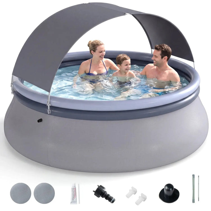 Inflatable Pool with Sunshade Canopy for Outdoor Use by DirectDeals