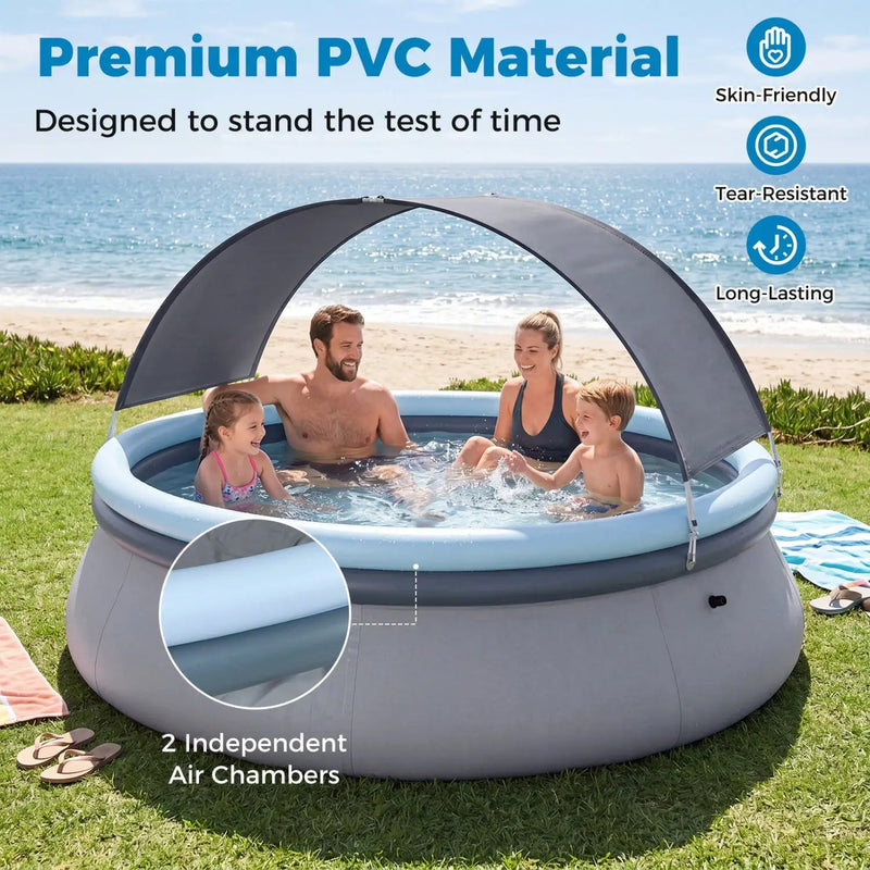 Inflatable Pool with Sunshade Canopy for Outdoor Use by DirectDeals
