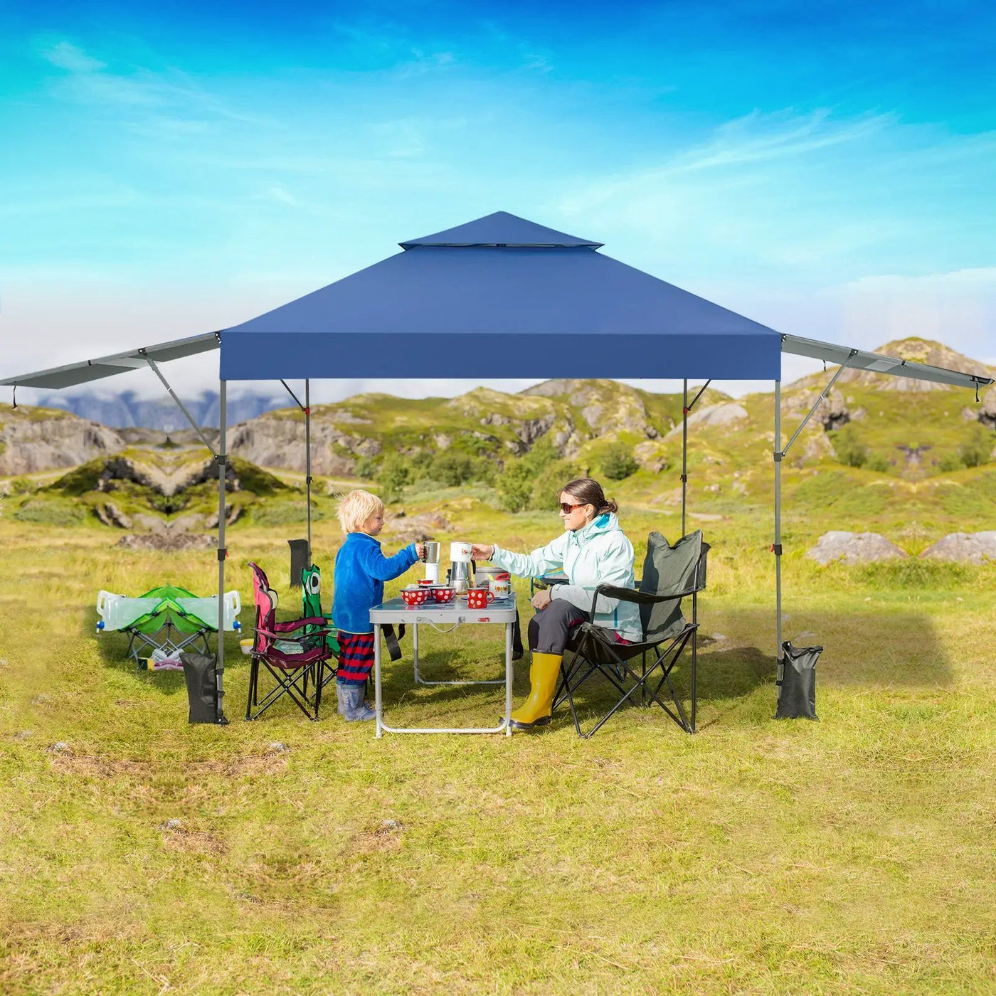 10 x 17.6 Feet Outdoor Instant Pop-up Canopy Tent with Dual Half Awnings by DirectDeals