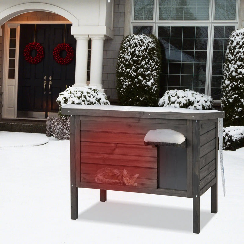 Outdoor Insulated Cat House with All-Round Foam Insulated for Winter-Gray by DirectDeals