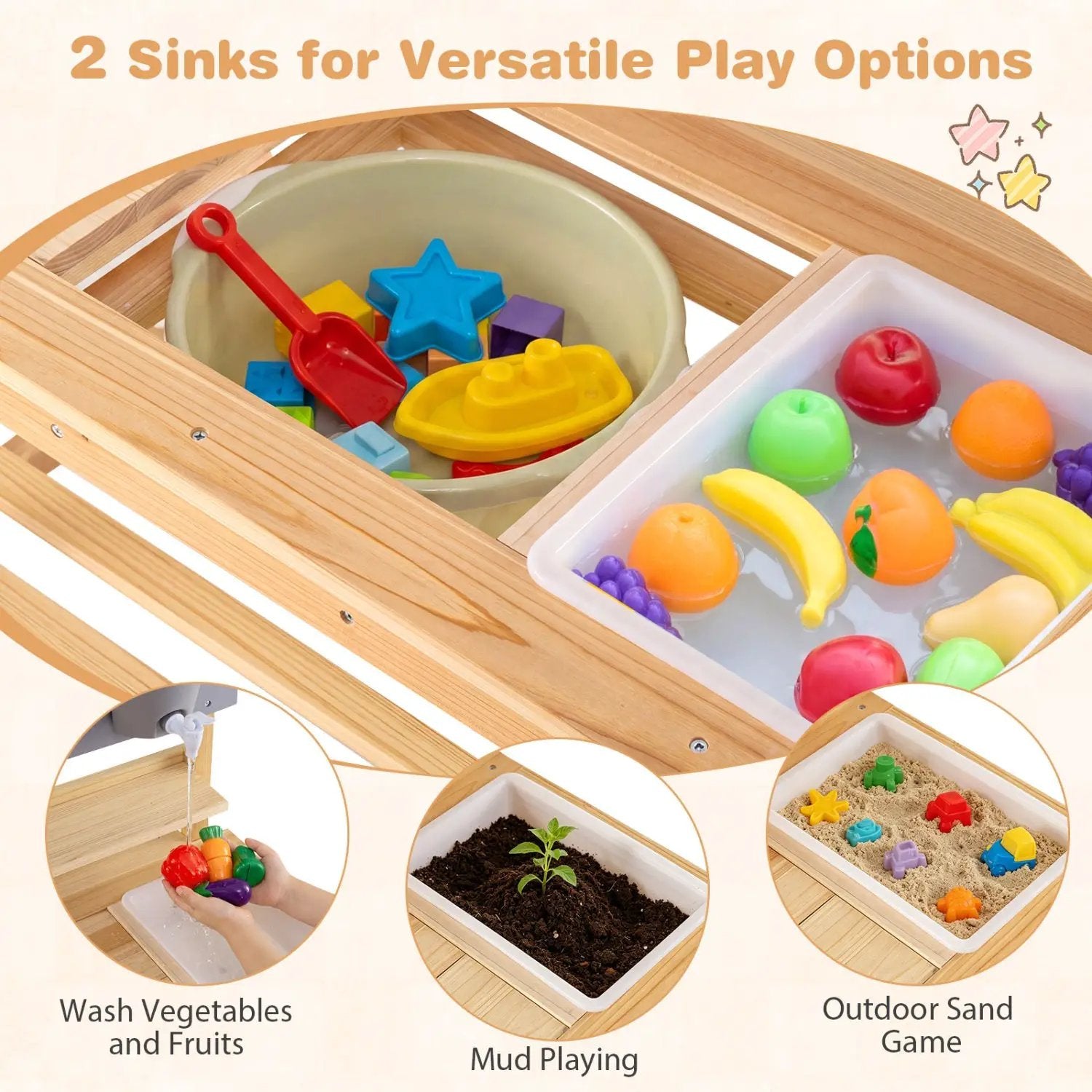 Outdoor Kids Mud Kitchen with Extended Tabletop and Water Tank by DirectDeals