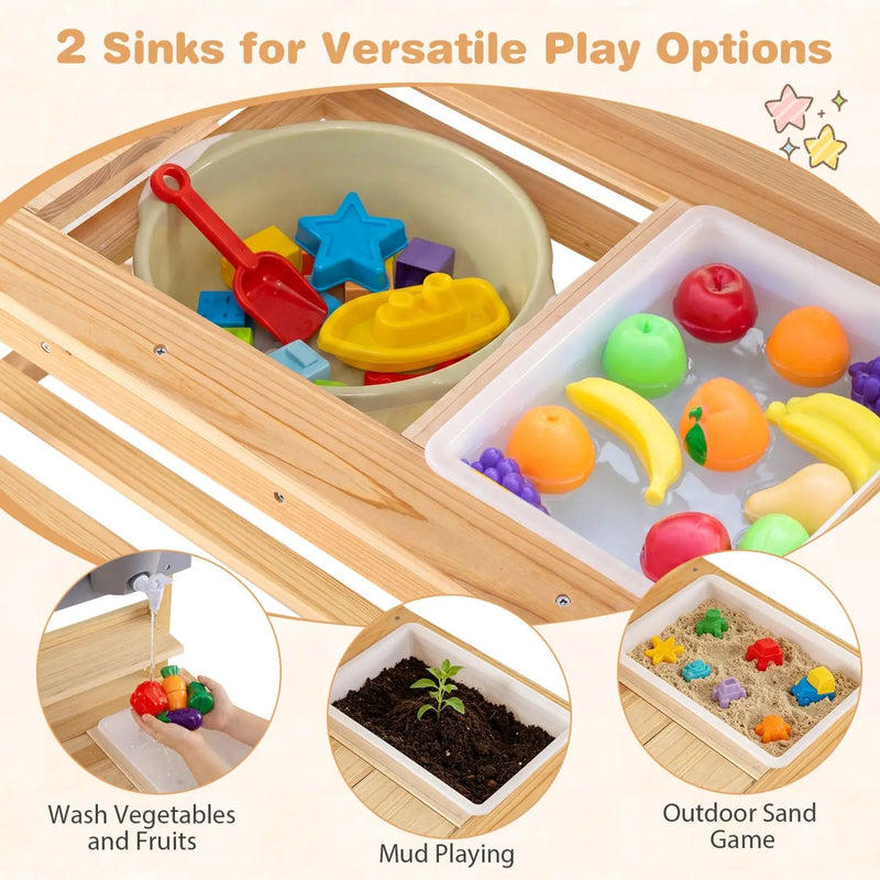 Outdoor Kids Mud Kitchen with Extended Tabletop and Water Tank by DirectDeals