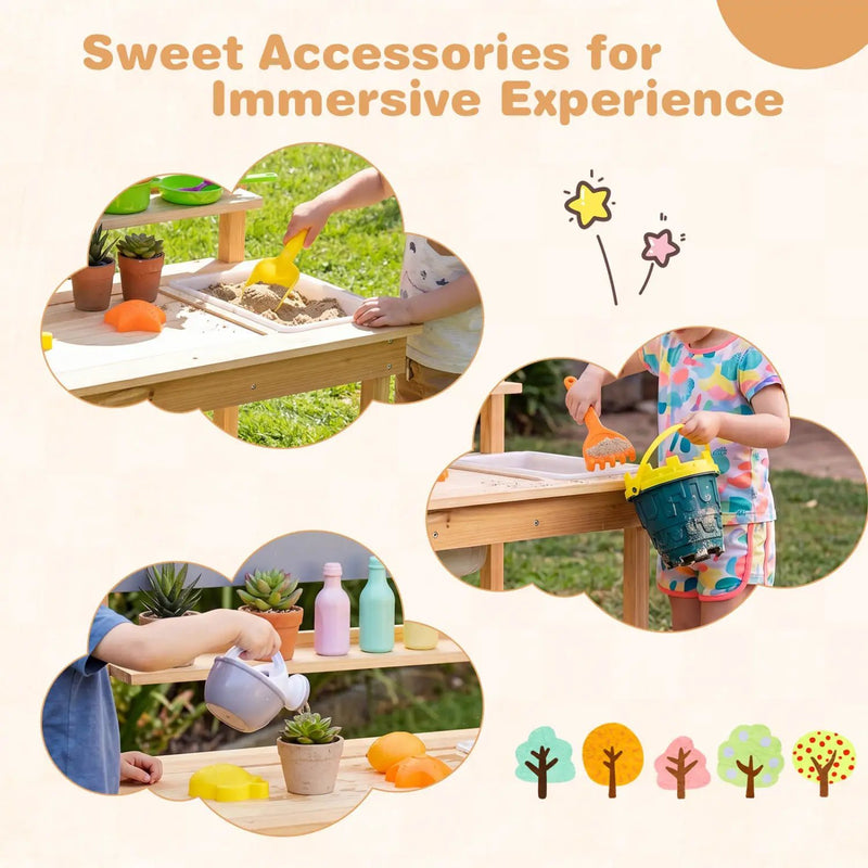 Outdoor Kids Mud Kitchen with Extended Tabletop and Water Tank by DirectDeals