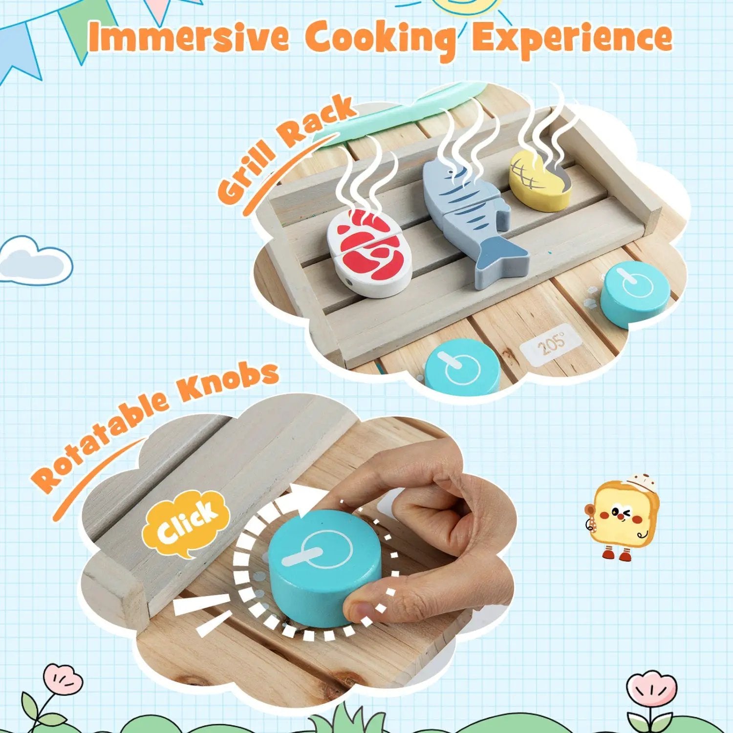 Outdoor Kids Play Kitchen Set Wooden Toy Kitchen Playset with Removable Sink by DirectDeals