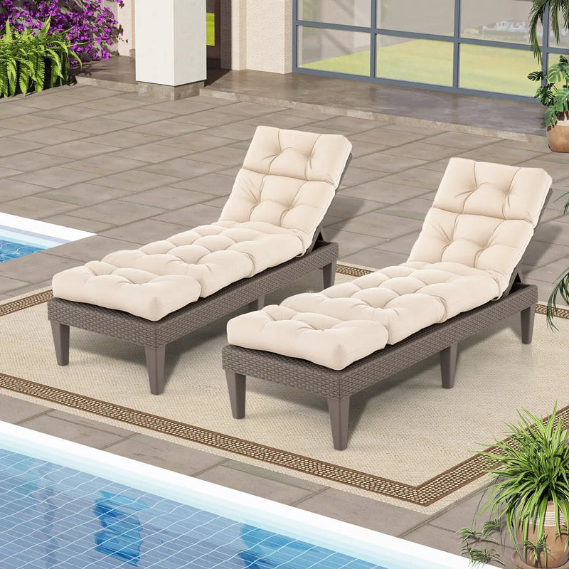Outdoor Lounge Chaise Cushion 73"x22" with High Back String Ties by DirectDeals