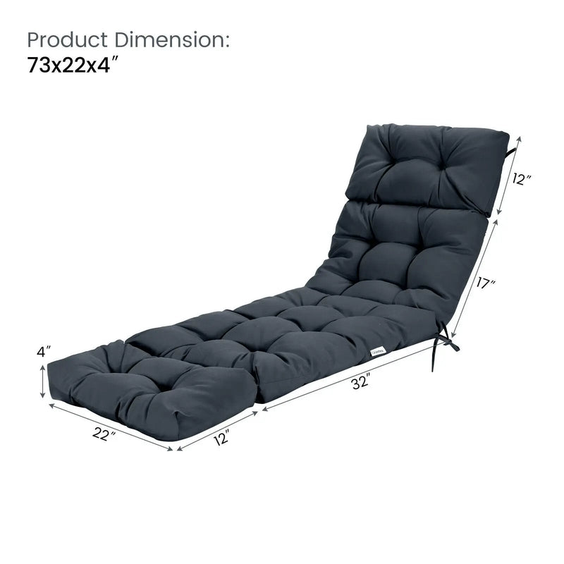 Outdoor Lounge Chaise Cushion with String Ties for Garden Poolside by DirectDeals