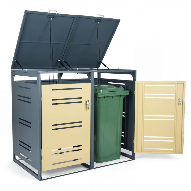 Outdoor Metal Garbage Bin Storage Shed for 2 Trash Cans by DirectDeals