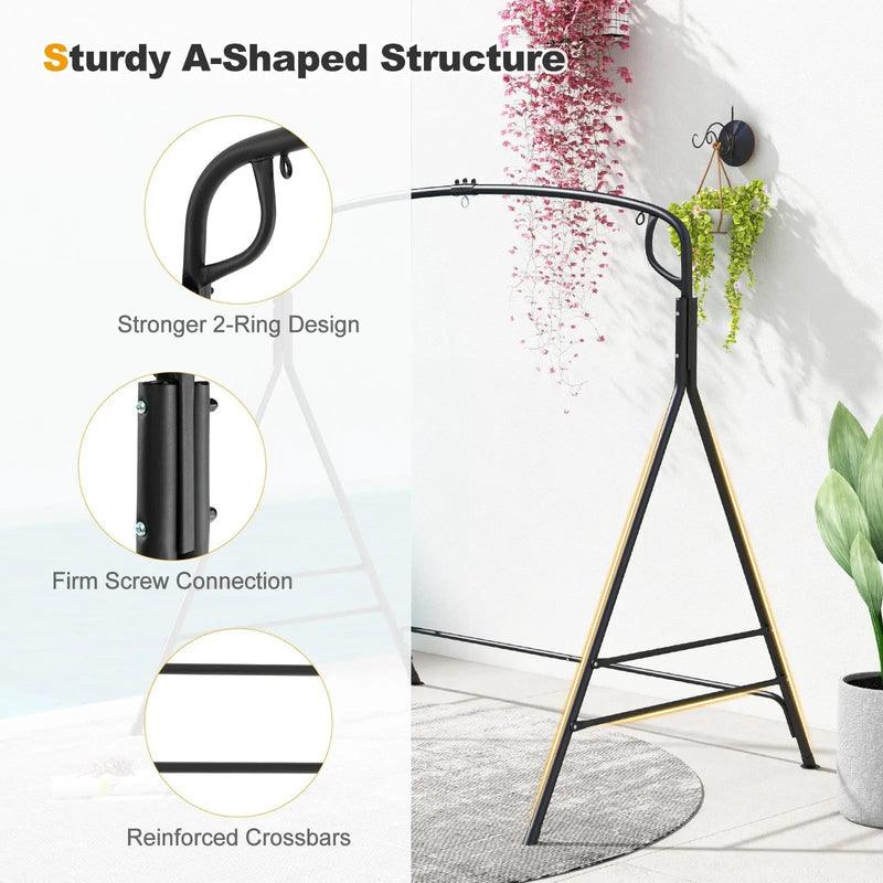 Outdoor Metal Swing Frame with Extra Side Bars-Black by DirectDeals