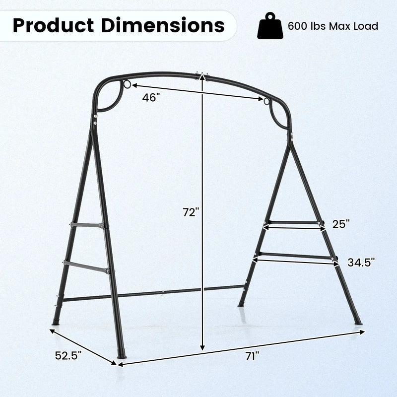 Outdoor Metal Swing Stand with 4 Support Bars and 2 Hanging Ways-Black by DirectDeals