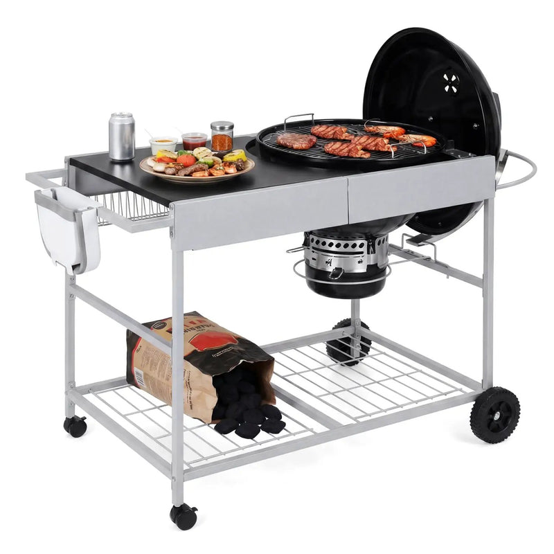 Outdoor Movable Grill Table for 18/22 Inch Weber Original Kettle for Camping by DirectDeals