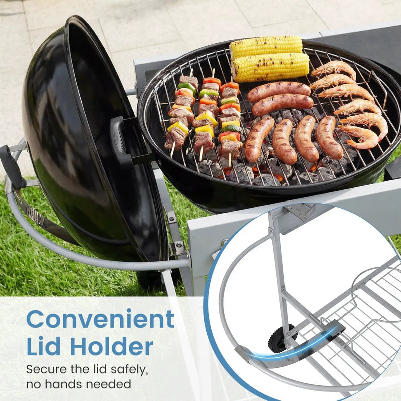 Outdoor Movable Grill Table for 18/22 Inch Weber Original Kettle for Camping by DirectDeals