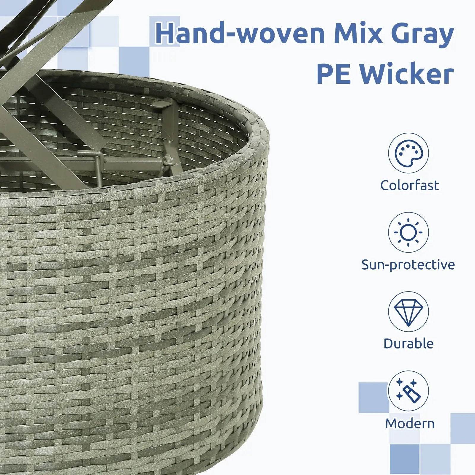 Outdoor PE Wicker Round Daybed with Retractable Canopy and Cushions-Navy by DirectDeals