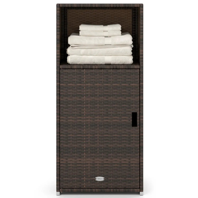 PE Wicker Storage Cabinet with Door and Open Shelf by DirectDeals