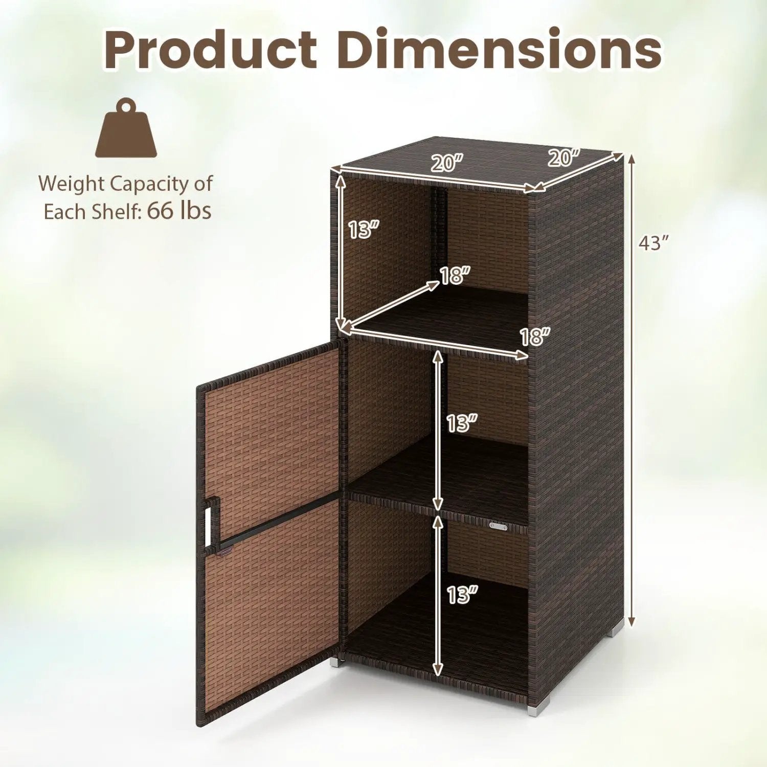PE Wicker Storage Cabinet with Door and Open Shelf by DirectDeals