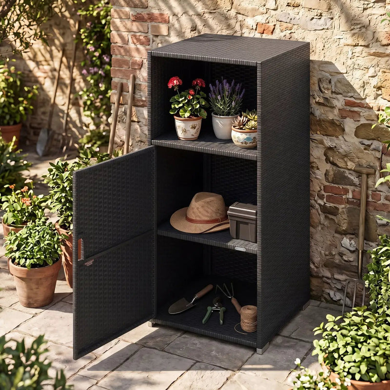 PE Wicker Storage Cabinet with Door and Open Shelf by DirectDeals