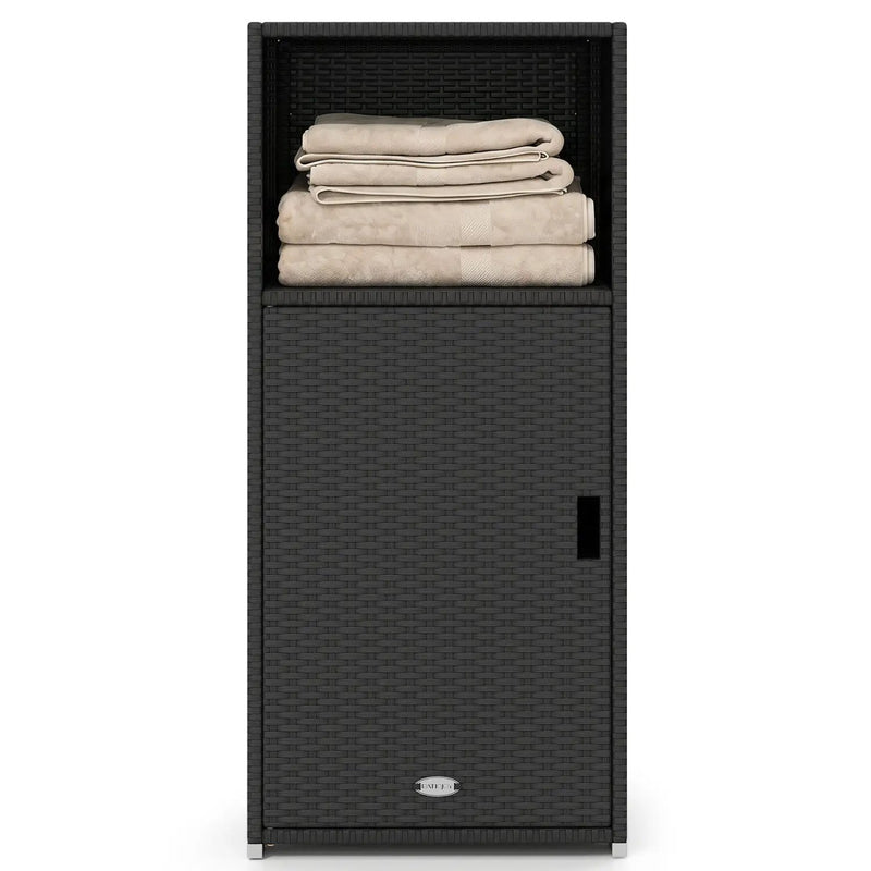 PE Wicker Storage Cabinet with Door and Open Shelf by DirectDeals