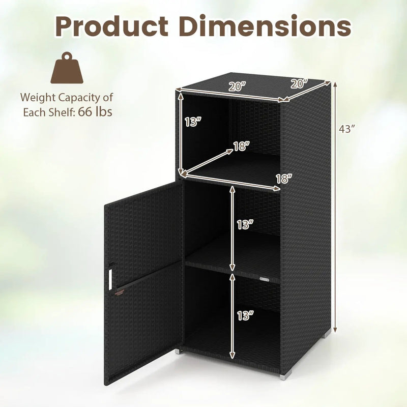 PE Wicker Storage Cabinet with Door and Open Shelf by DirectDeals