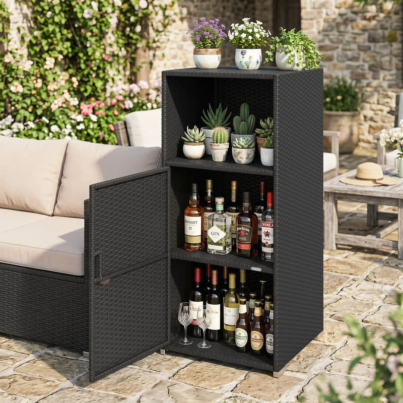 PE Wicker Storage Cabinet with Door and Open Shelf by DirectDeals
