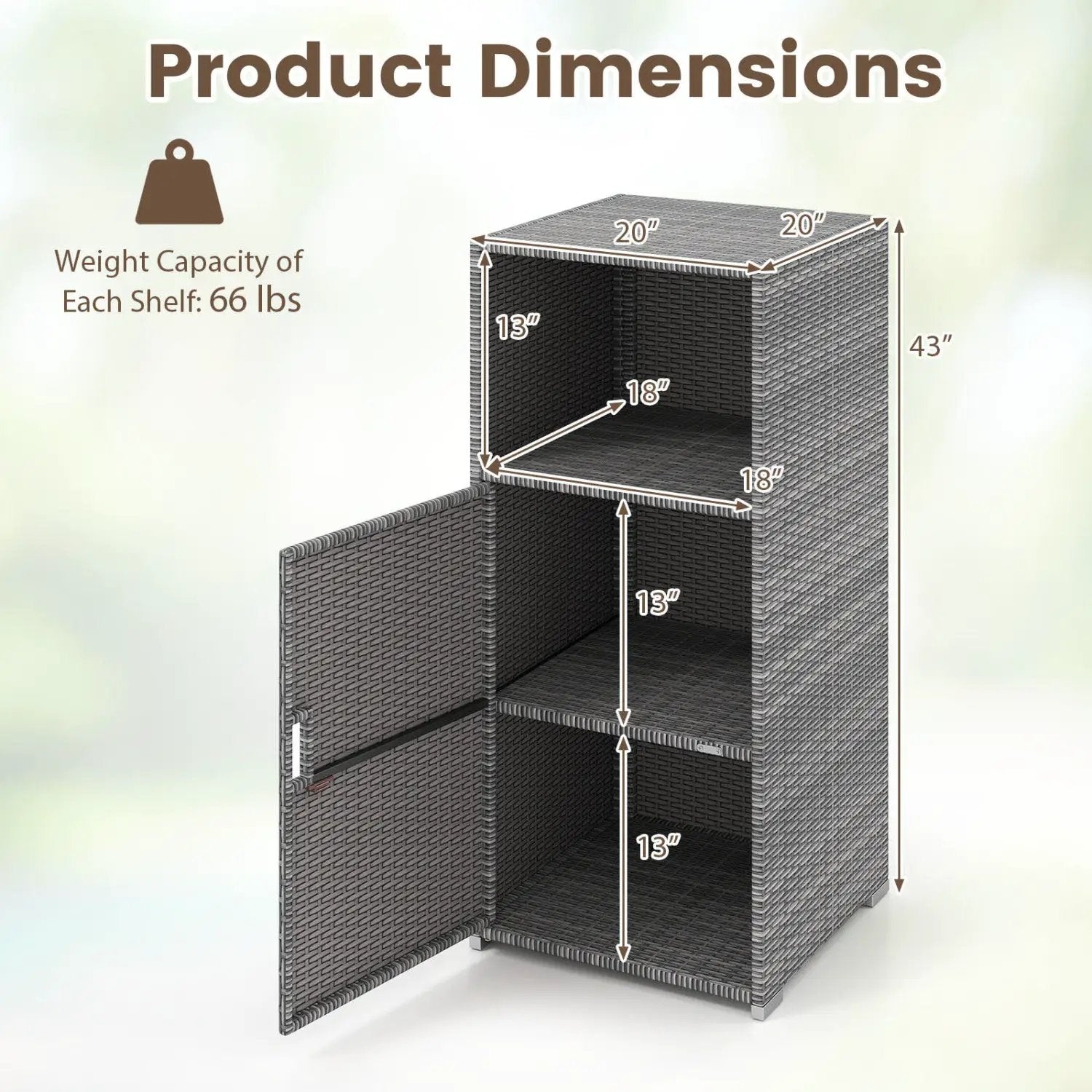 PE Wicker Storage Cabinet with Door and Open Shelf by DirectDeals