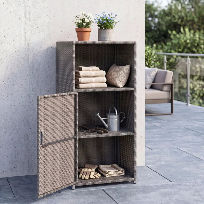PE Wicker Storage Cabinet with Door and Open Shelf by DirectDeals