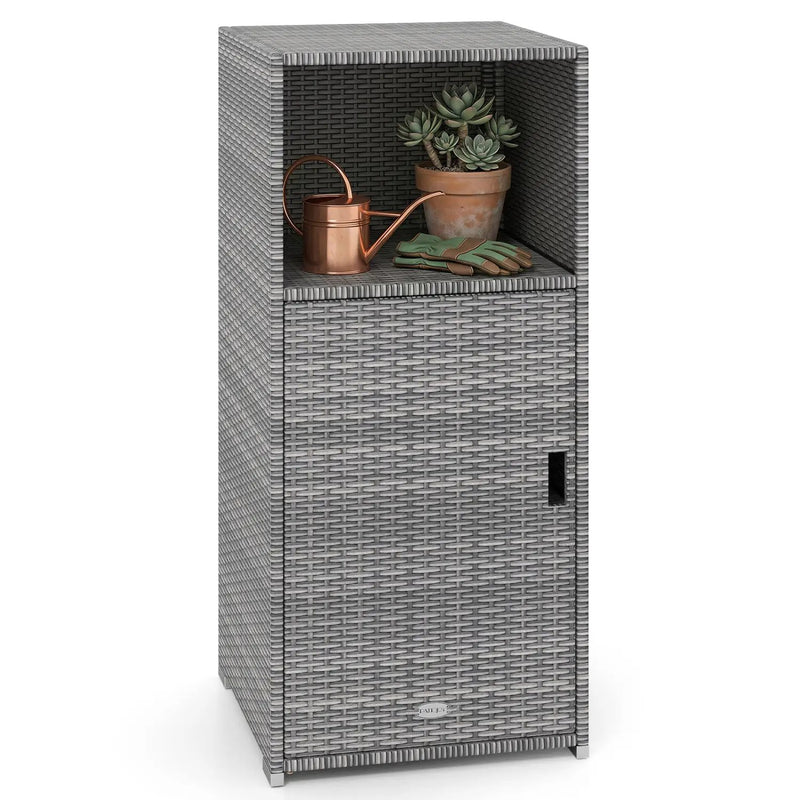 PE Wicker Storage Cabinet with Door and Open Shelf by DirectDeals
