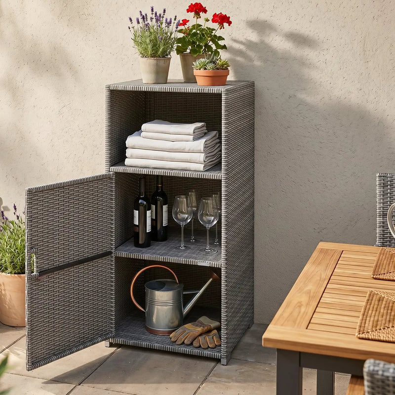 PE Wicker Storage Cabinet with Door and Open Shelf by DirectDeals
