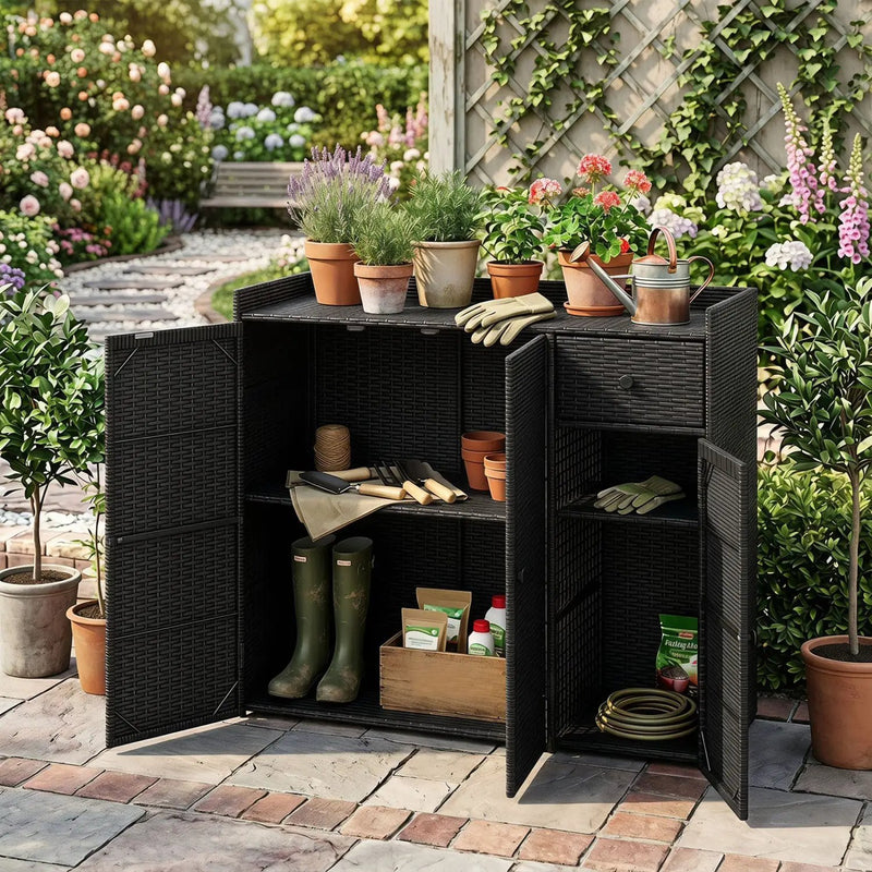 Outdoor Storage Cabinet with 3 Doors and Adjustable Shelves by DirectDeals