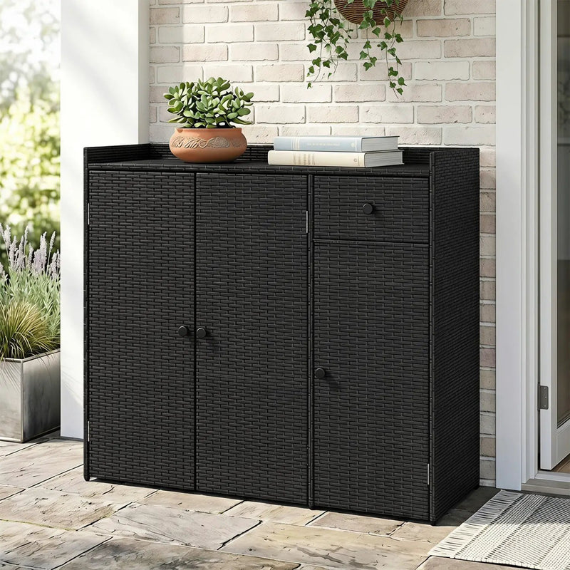 Outdoor Storage Cabinet with 3 Doors and Adjustable Shelves by DirectDeals