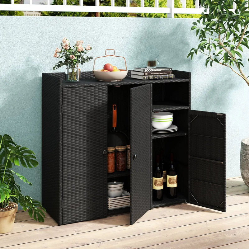 Outdoor Storage Cabinet with 3 Doors and Adjustable Shelves by DirectDeals