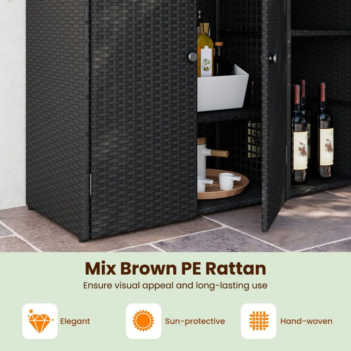 Outdoor Storage Cabinet with 3 Doors and Adjustable Shelves by DirectDeals